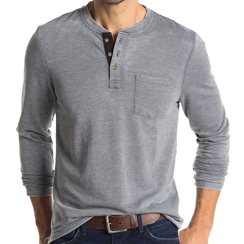 Undershirt Crew Neck - Erkek Uzun Kollu Henley Stil Tişört
